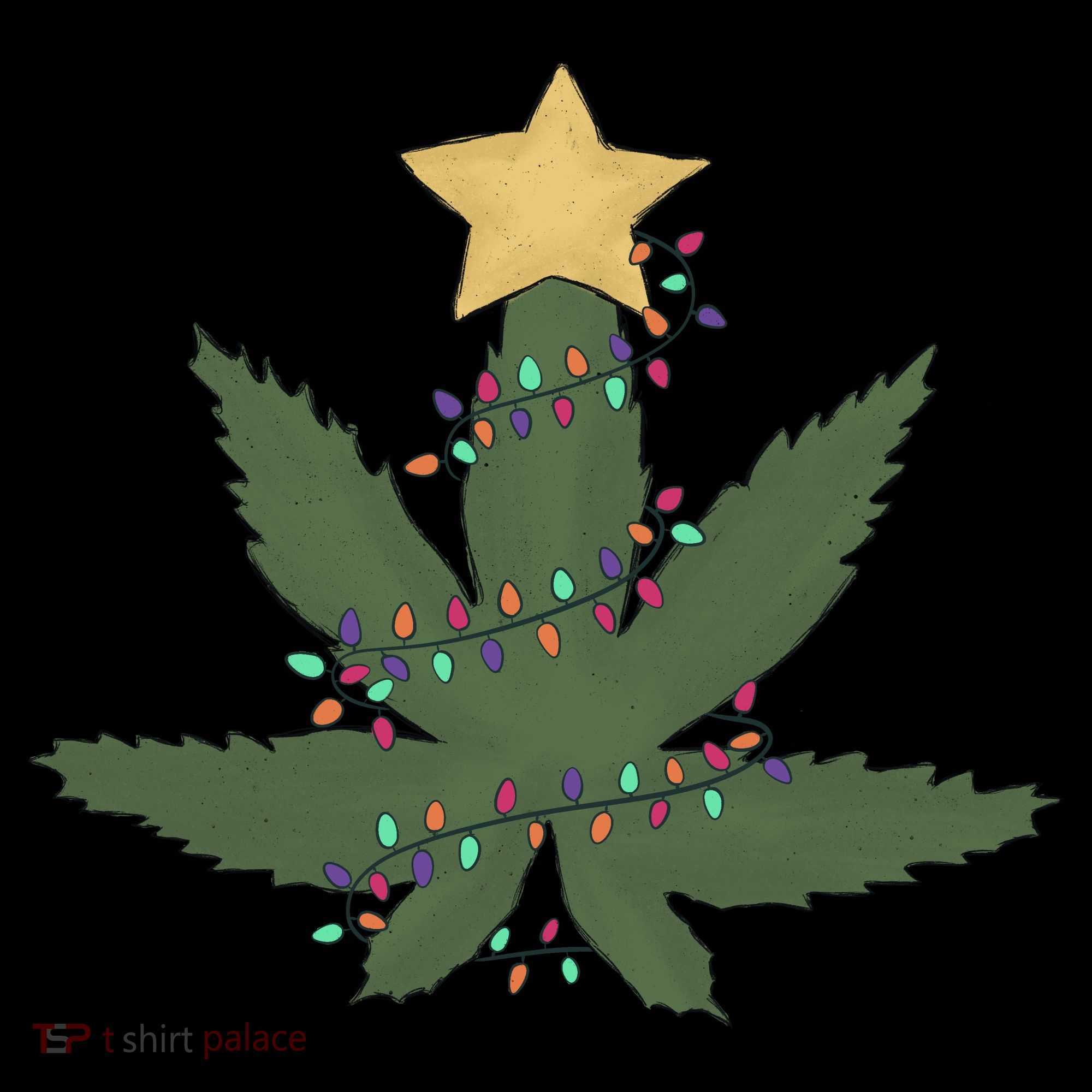 Cannabis Leaf Christmas Tree Funny Weed Xmas Gift Women's T-Shirt