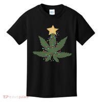 Cannabis Leaf Christmas Tree Funny Weed Xmas Gift Kids T-Shirt thumb 0