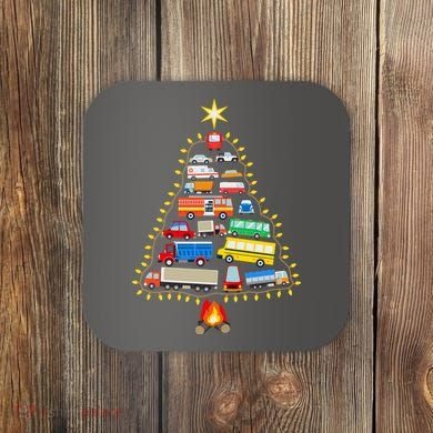 Car Lover Christmas Tree Cute Gift Coaster