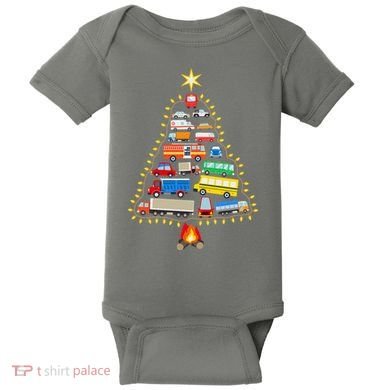 Car Lover Christmas Tree Cute Gift Baby Bodysuit