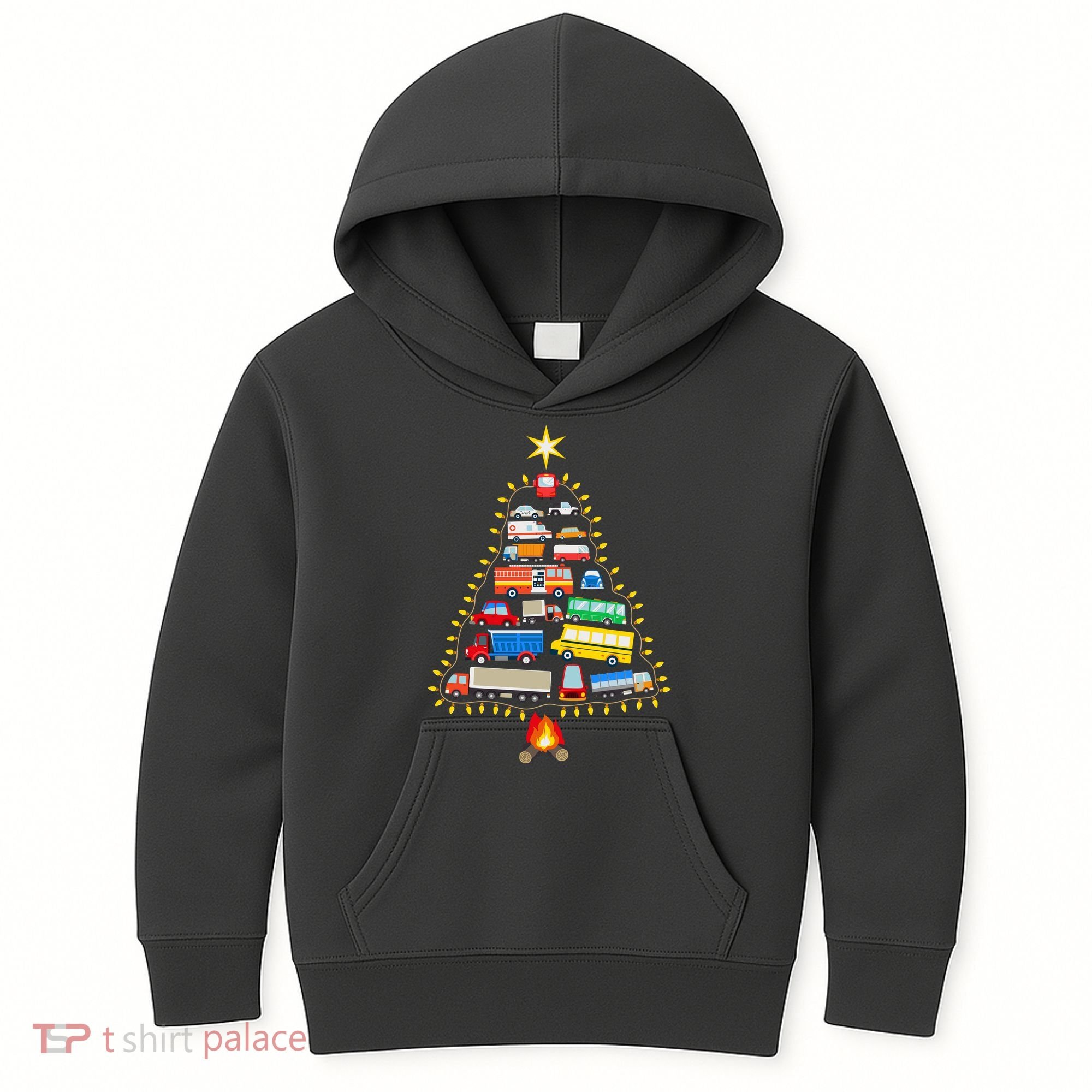 Car Lover Christmas Tree Cute Gift Kids Hoodie