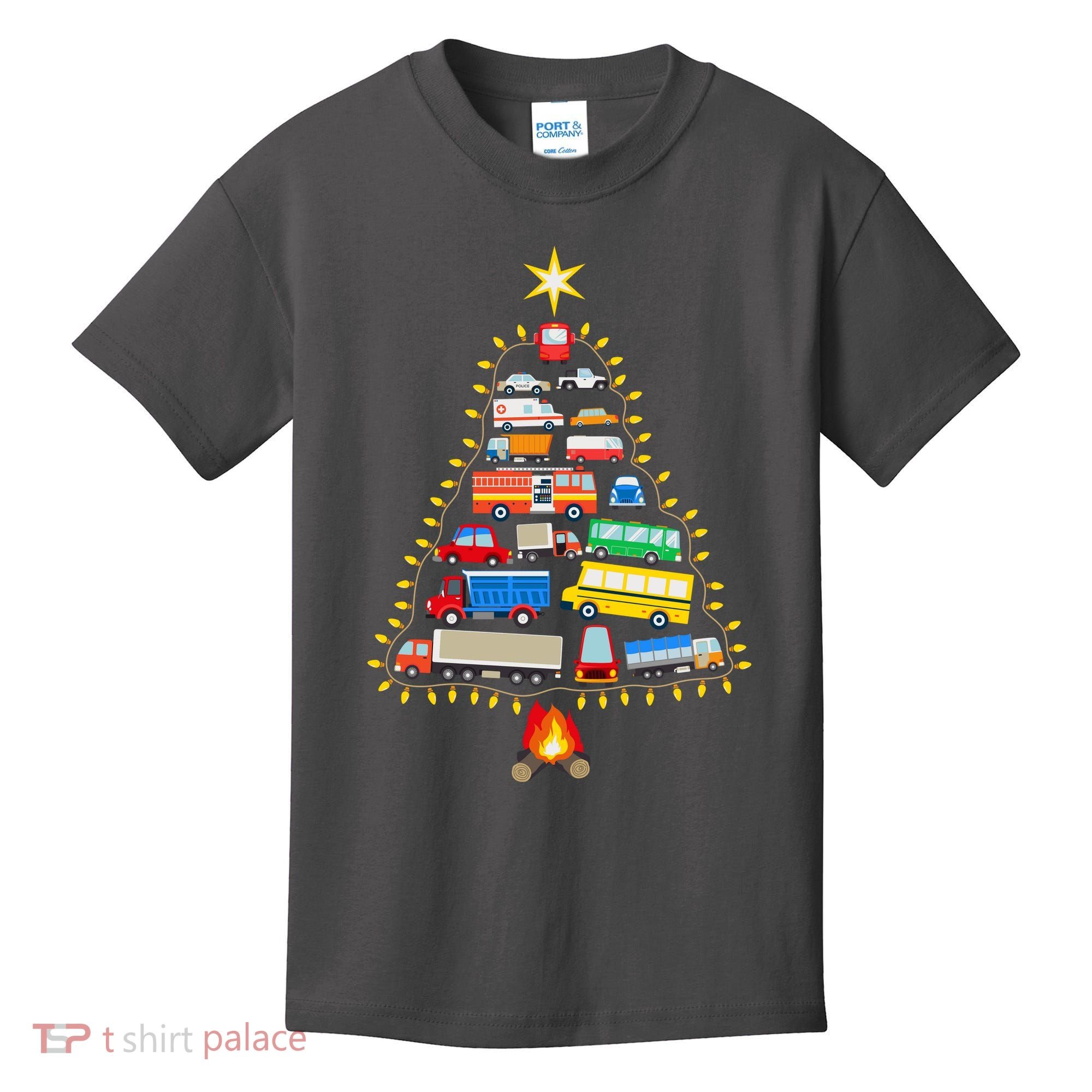 Car Lover Christmas Tree Cute Gift Kids T-Shirt