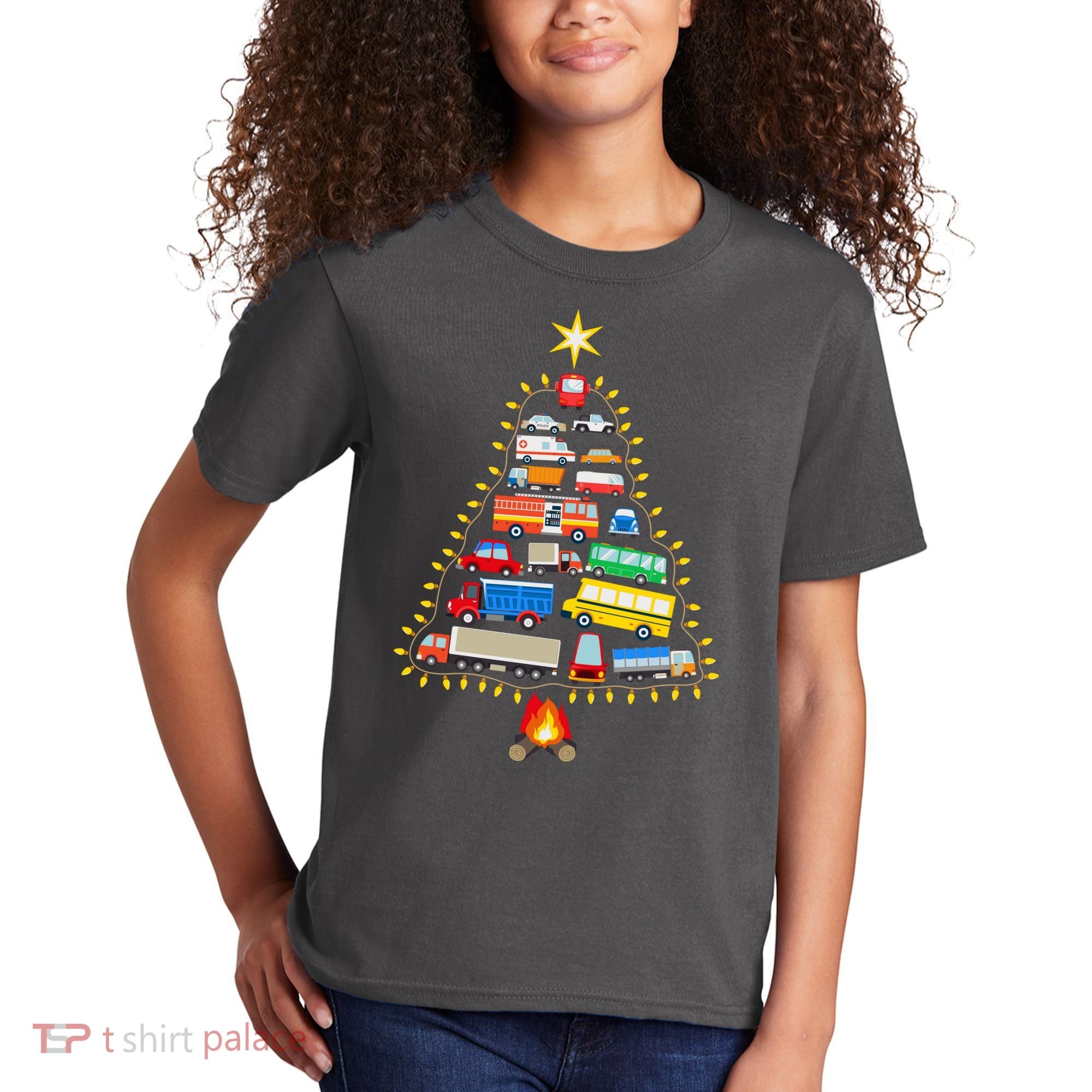 Car Lover Christmas Tree Cute Gift Kids T-Shirt