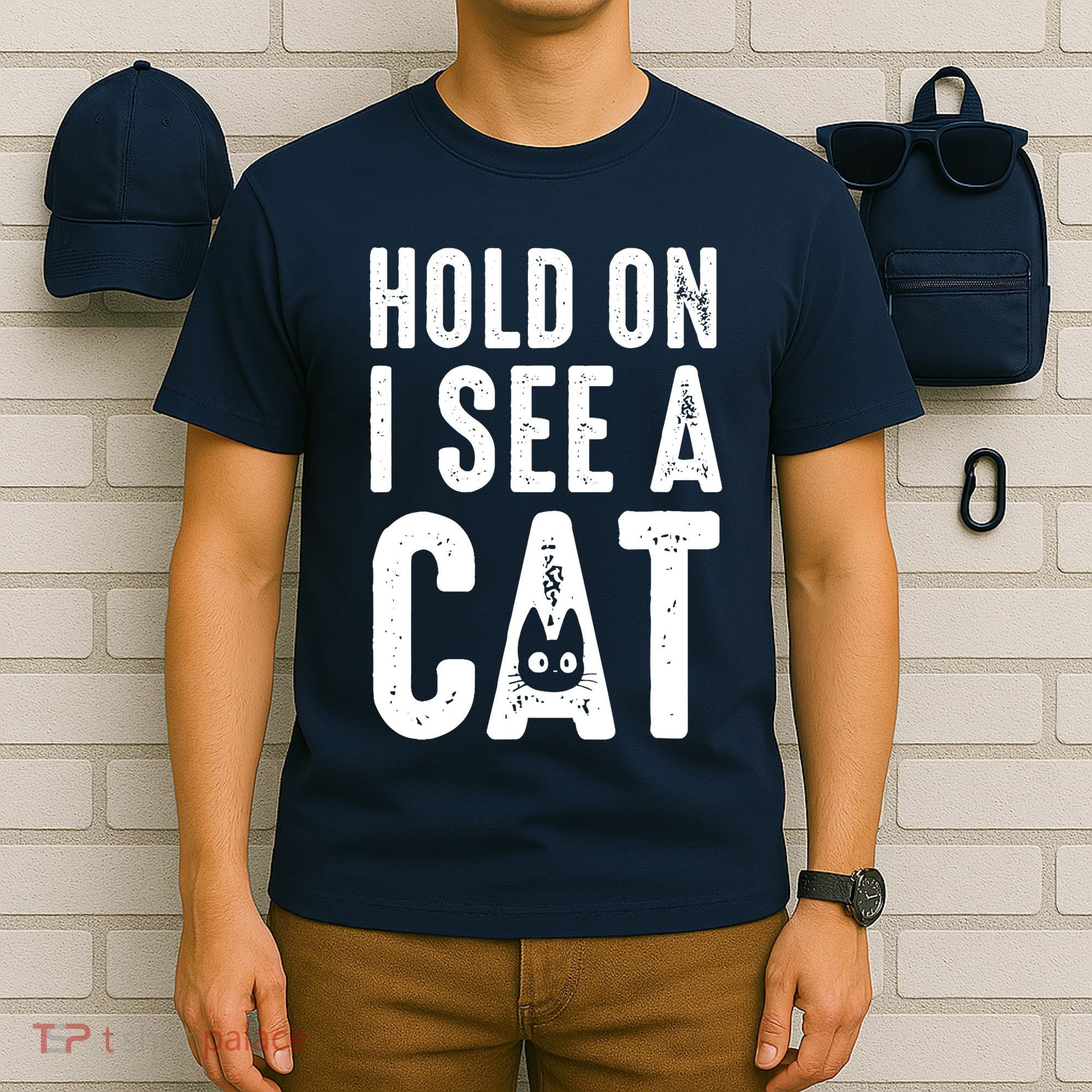 Cat Lover Cat Mom Funny Hold On I See A Cat T-Shirt
