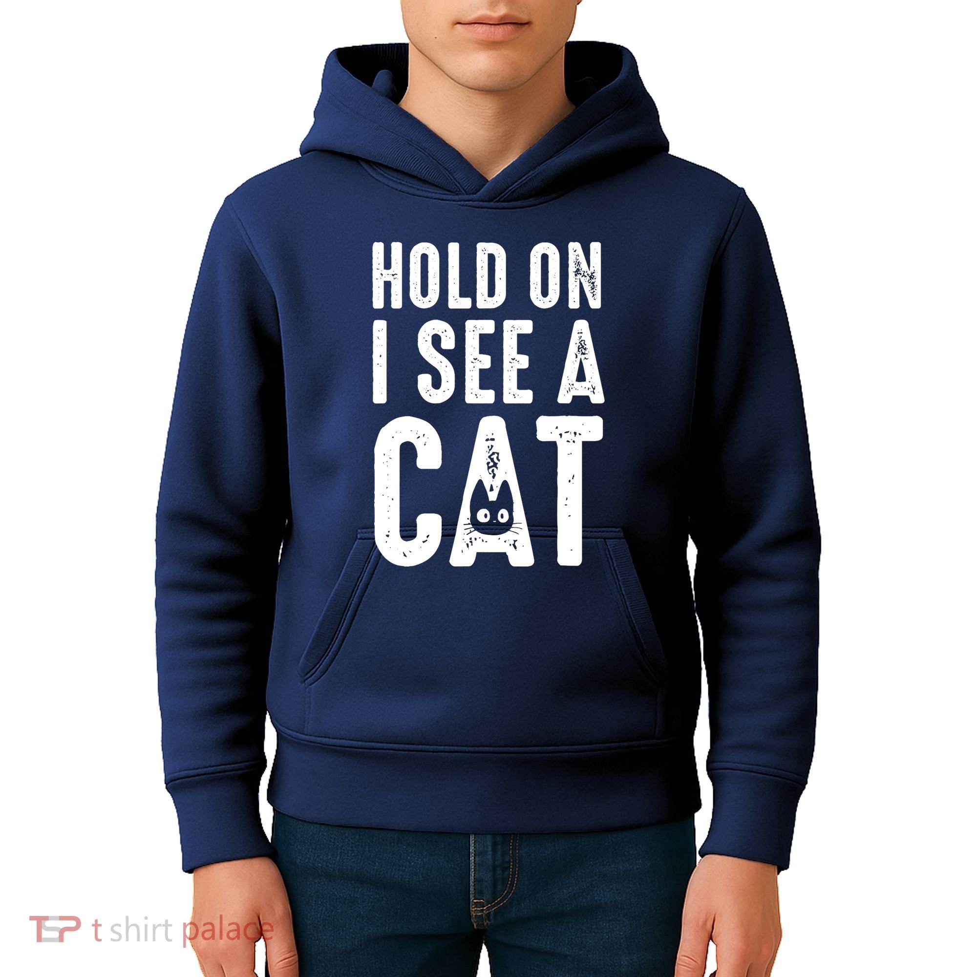 Cat Lover Cat Mom Funny Hold On I See A Cat Kids Hoodie