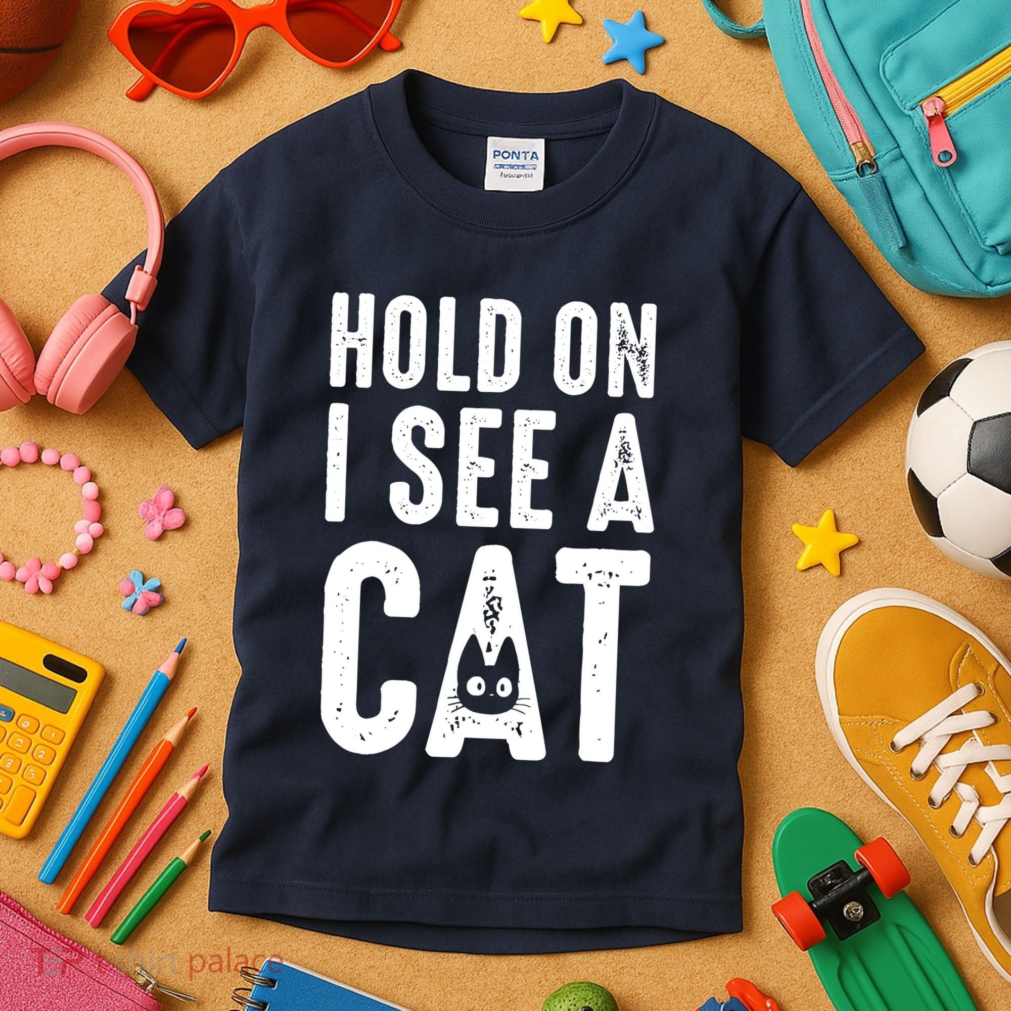 Cat Lover Cat Mom Funny Hold On I See A Cat Kids T-Shirt