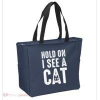 Cat Lover Cat Mom Funny Hold On I See A Cat Tote Bag thumb 2