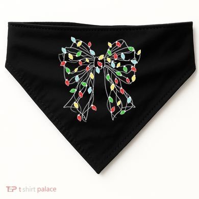Christmas Light Coquette Bow USA-Made Doggie Bandana