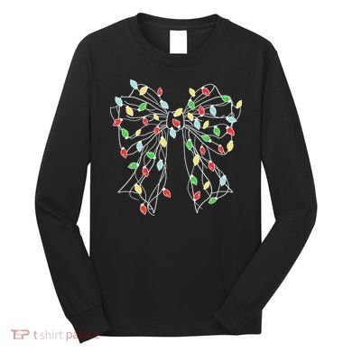 Christmas Light Coquette Bow Long Sleeve Shirt