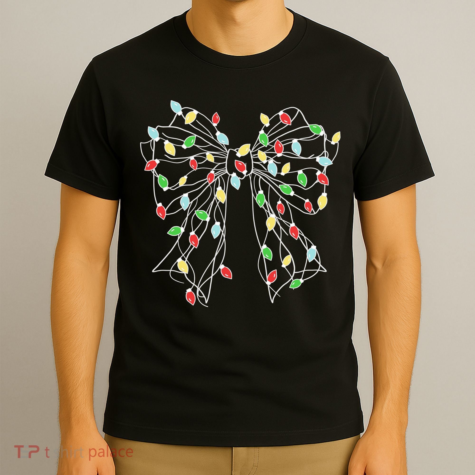 Christmas Light Coquette Bow T-Shirt
