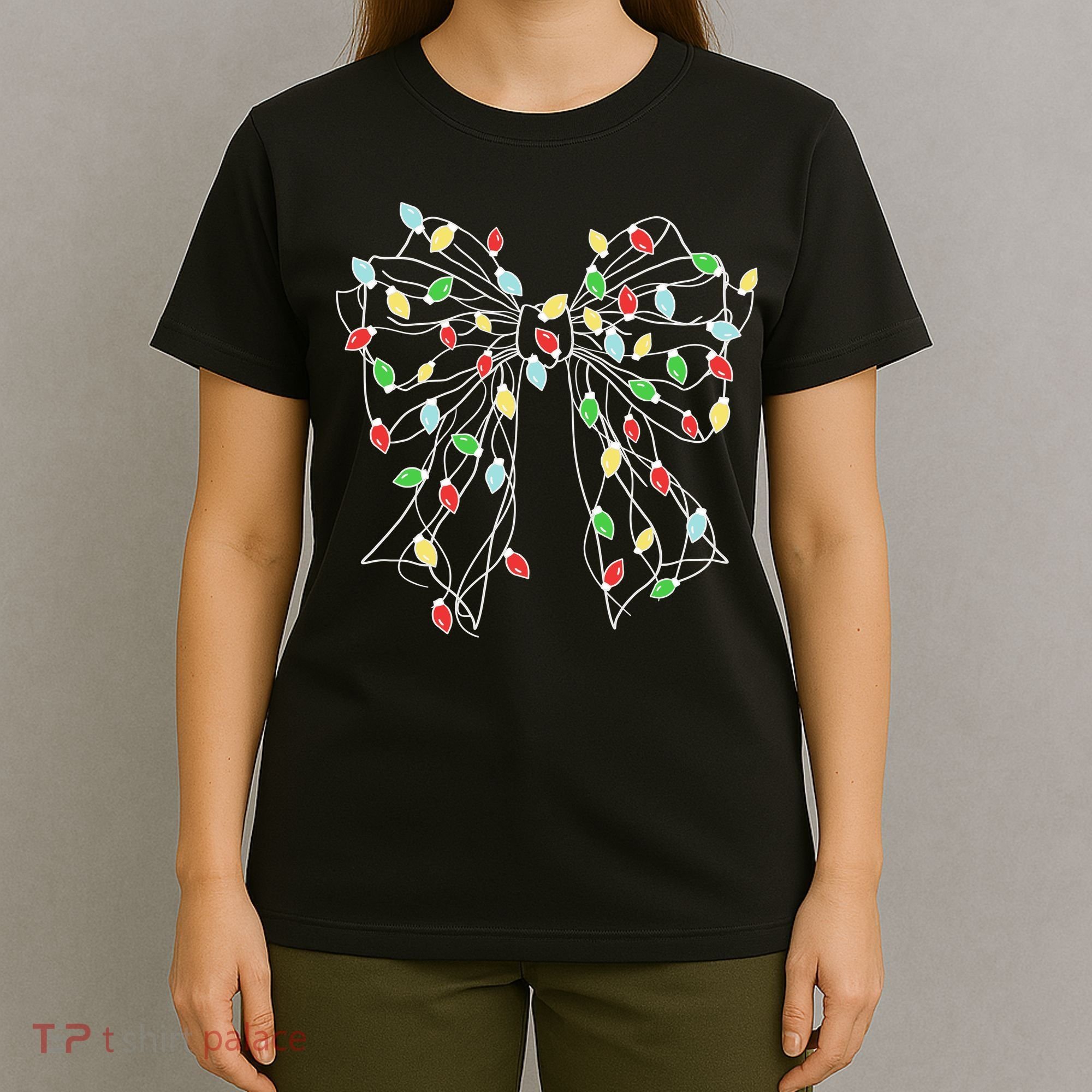 Christmas Light Coquette Bow T-Shirt