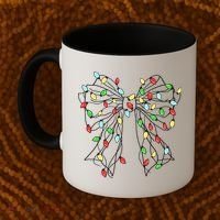 Christmas Light Coquette Bow Coffee Mug thumb 2