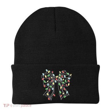 Christmas Light Coquette Bow Beanie