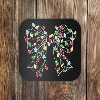 Christmas Light Coquette Bow Coaster