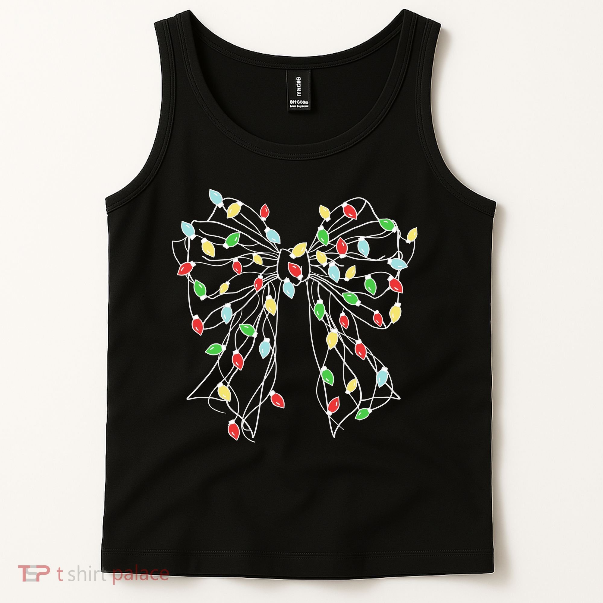 Christmas Light Coquette Bow Tank Top