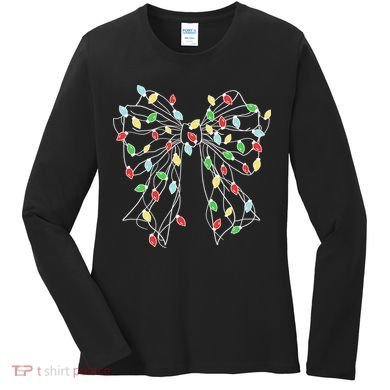 Christmas Light Coquette Bow Women's Long Sleeve Shirt
