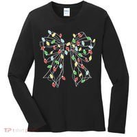 Christmas Light Coquette Bow Women's Long Sleeve Shirt thumb 0