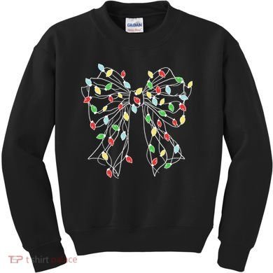 Christmas Light Coquette Bow Kids Sweatshirt