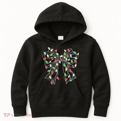 Christmas Light Coquette Bow Kids Hoodie