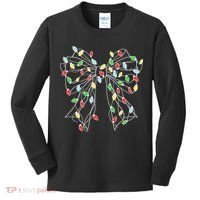 Christmas Light Coquette Bow Kids Long Sleeve Shirt thumb 0