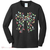 Christmas Light Coquette Bow Kids Long Sleeve Shirt thumb 0