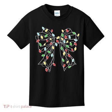 Christmas Light Coquette Bow Kids T-Shirt