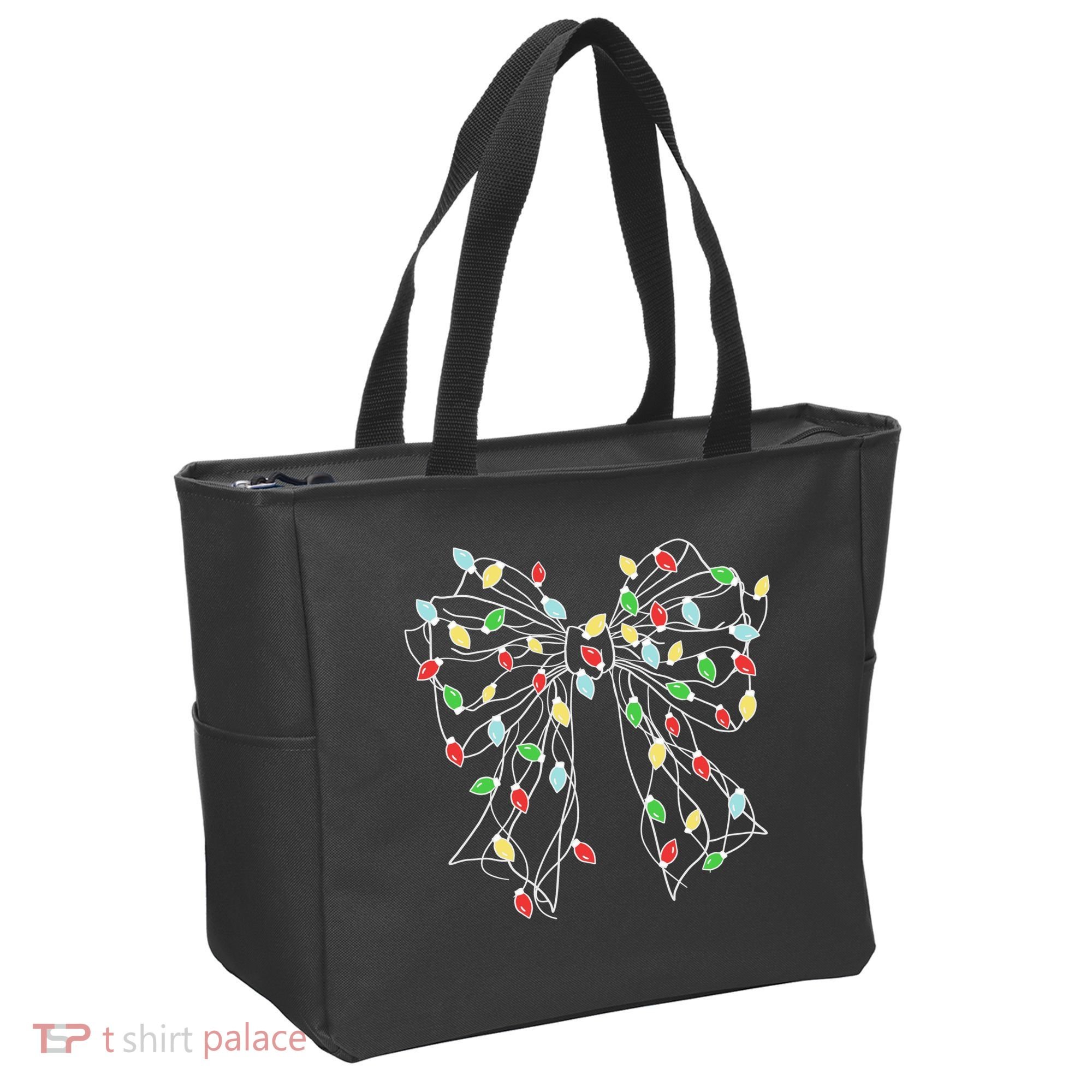 Christmas Light Coquette Bow Tote Bag