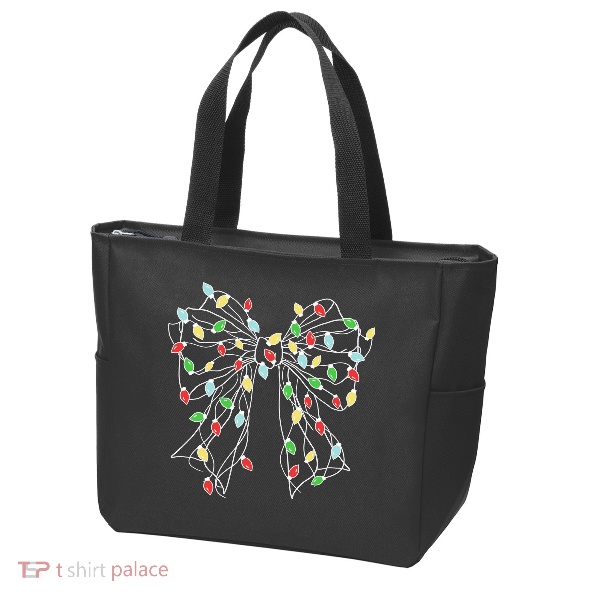 Christmas Light Coquette Bow Tote Bag