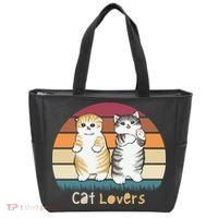 Cat Lovers Cute Retro Sunset Tote Bag thumb 0