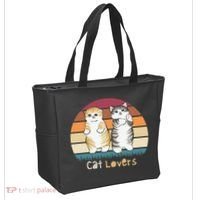 Cat Lovers Cute Retro Sunset Tote Bag thumb 2