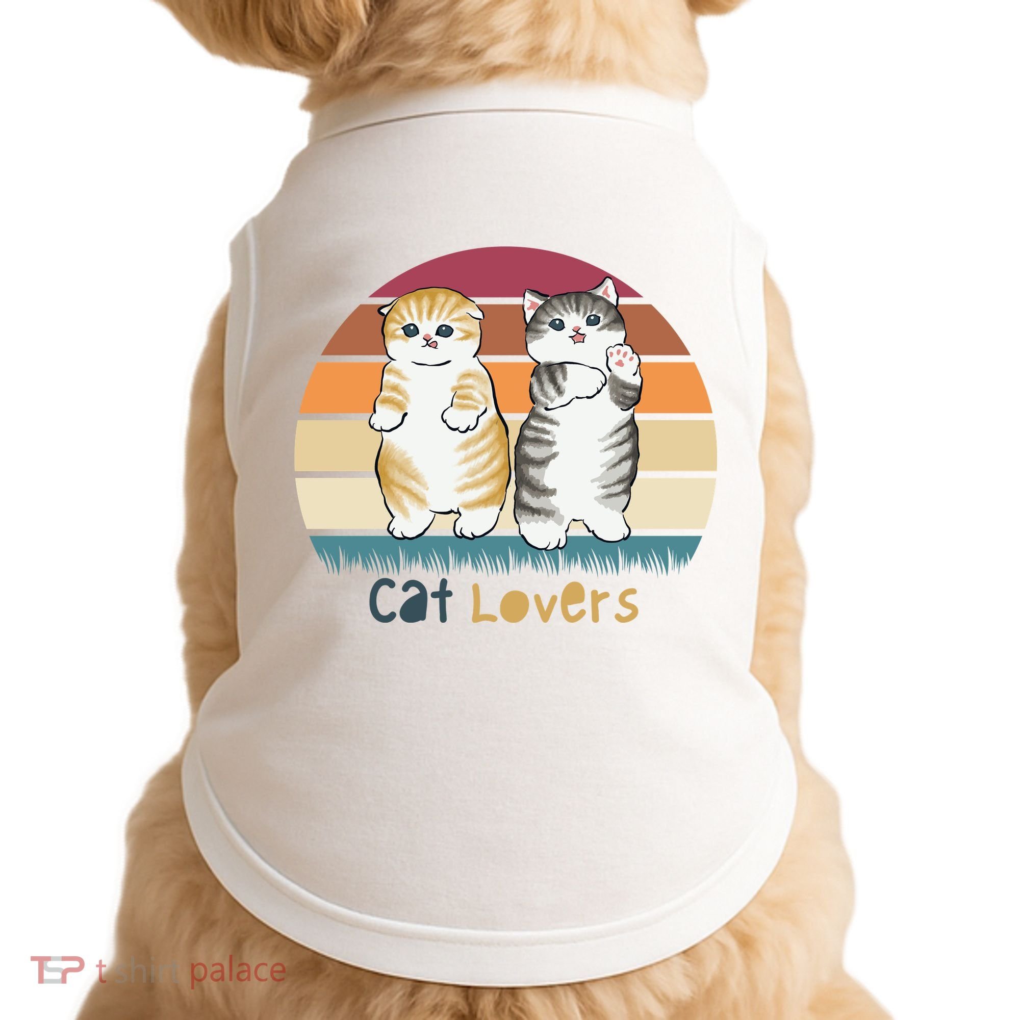 Cat Lovers Cute Retro Sunset Doggie Tank