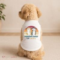 Cat Lovers Cute Retro Sunset Doggie Tank thumb 2