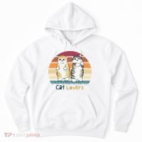 Cat Lovers Cute Retro Sunset Hoodie thumb 0