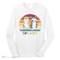 Cat Lovers Cute Retro Sunset Long Sleeve Shirt thumb 0