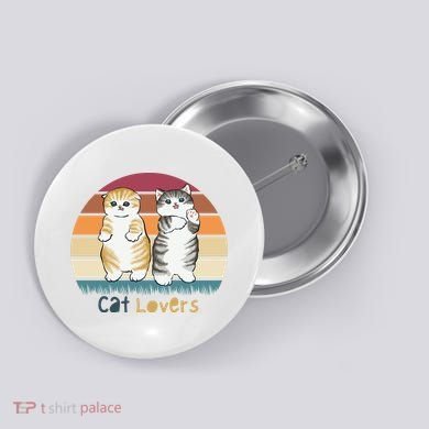 Cat Lovers Cute Retro Sunset Button