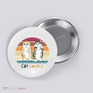 Cat Lovers Cute Retro Sunset Button