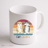 Cat Lovers Cute Retro Sunset Coffee Mug thumb 1