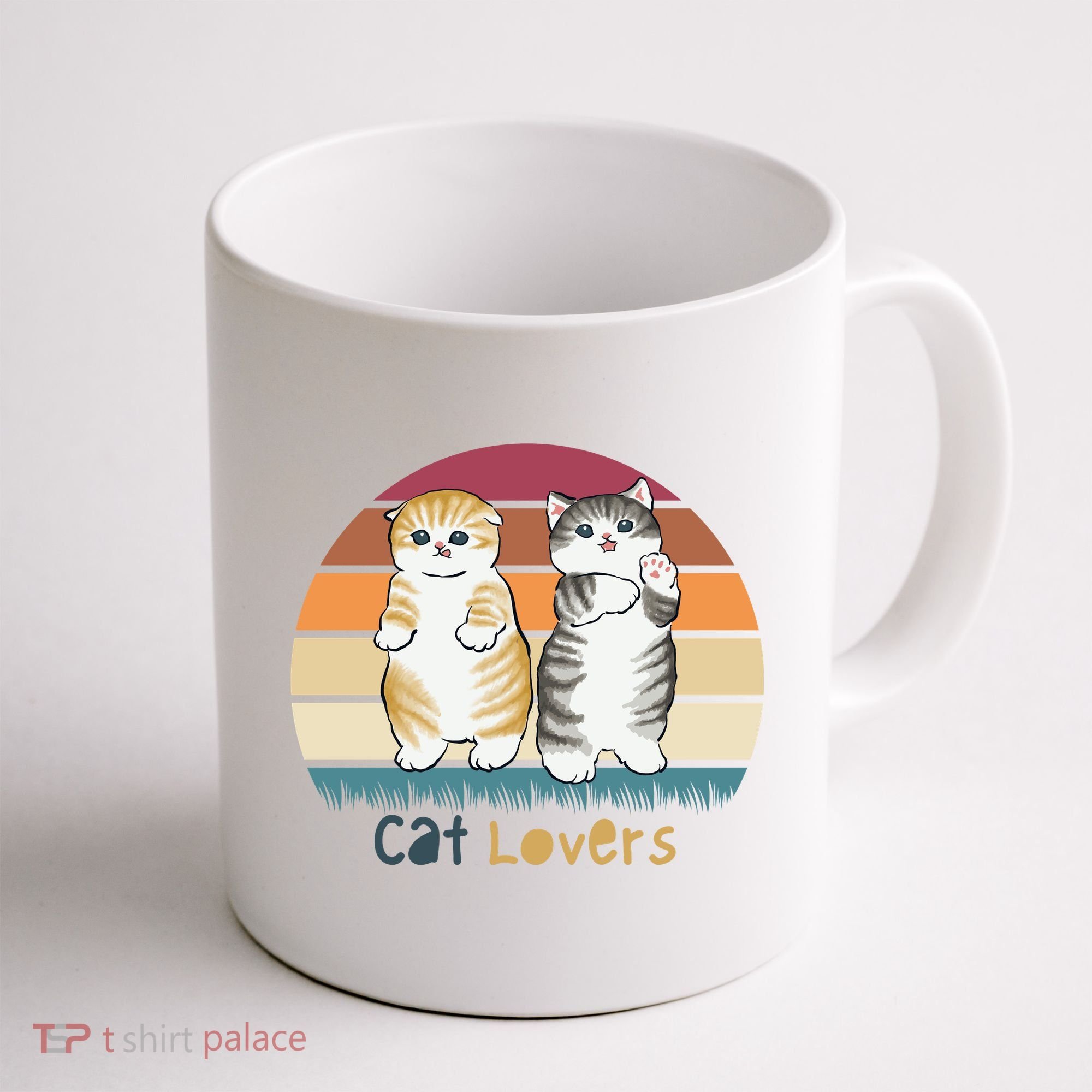 Cat Lovers Cute Retro Sunset Coffee Mug