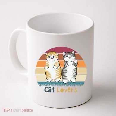 Cat Lovers Cute Retro Sunset Coffee Mug