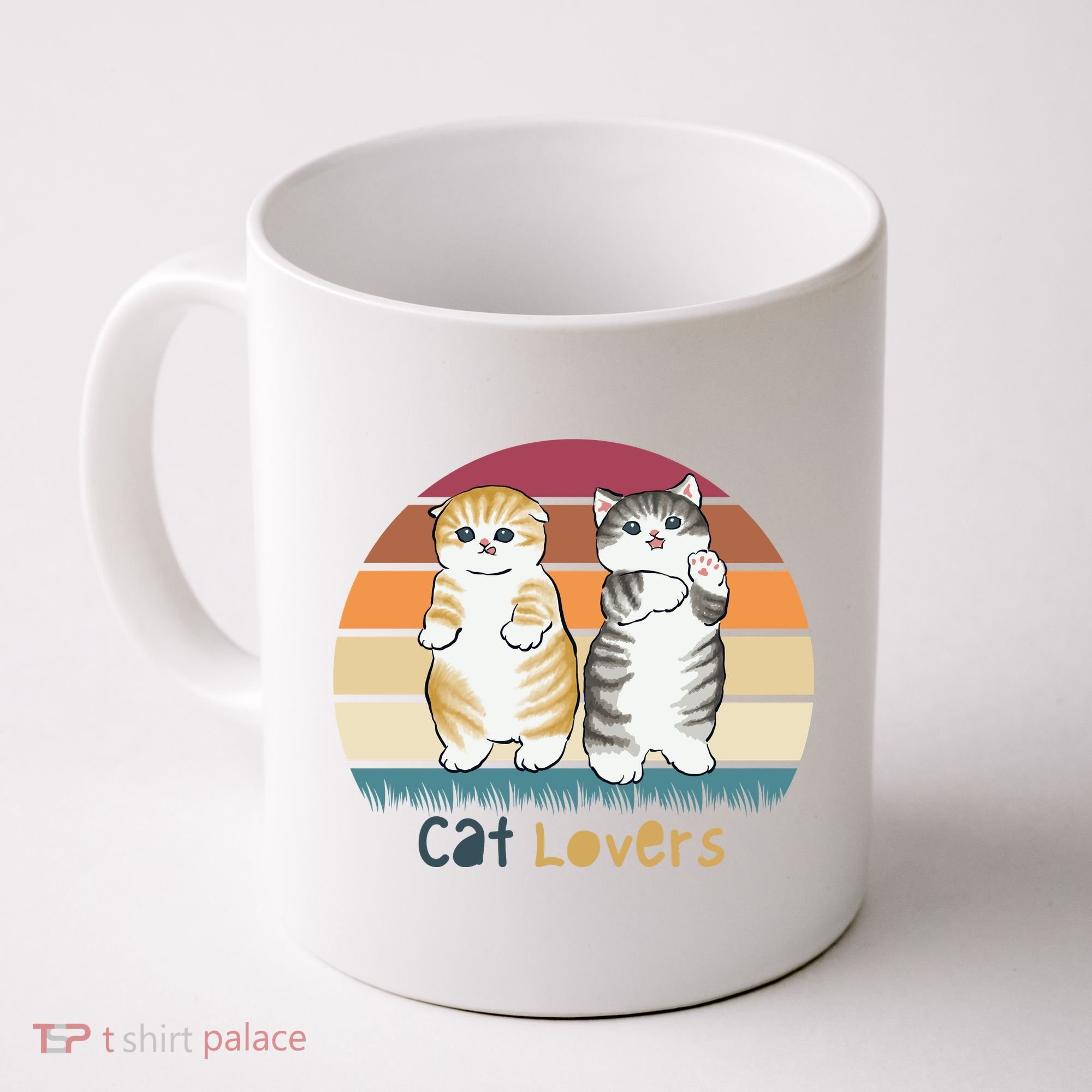 Cat Lovers Cute Retro Sunset Coffee Mug