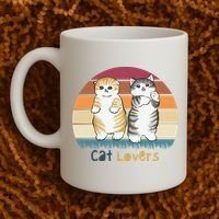 Cat Lovers Cute Retro Sunset Coffee Mug thumb 2
