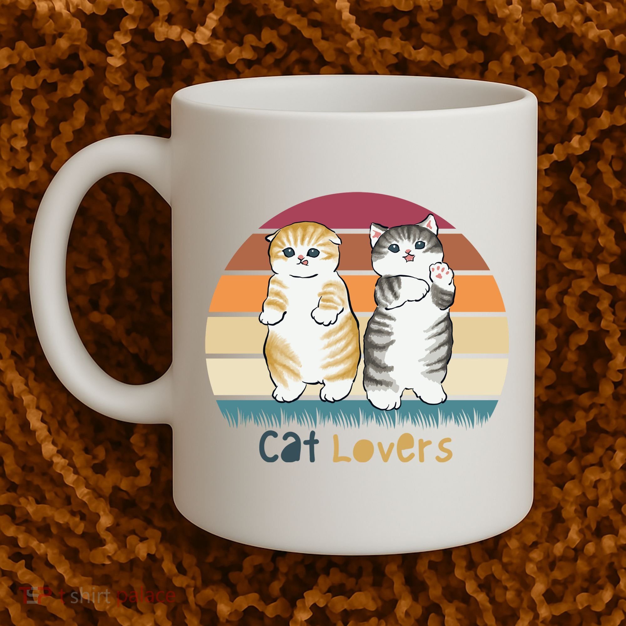 Cat Lovers Cute Retro Sunset Coffee Mug