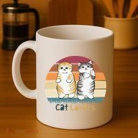 Cat Lovers Cute Retro Sunset Coffee Mug thumb 4