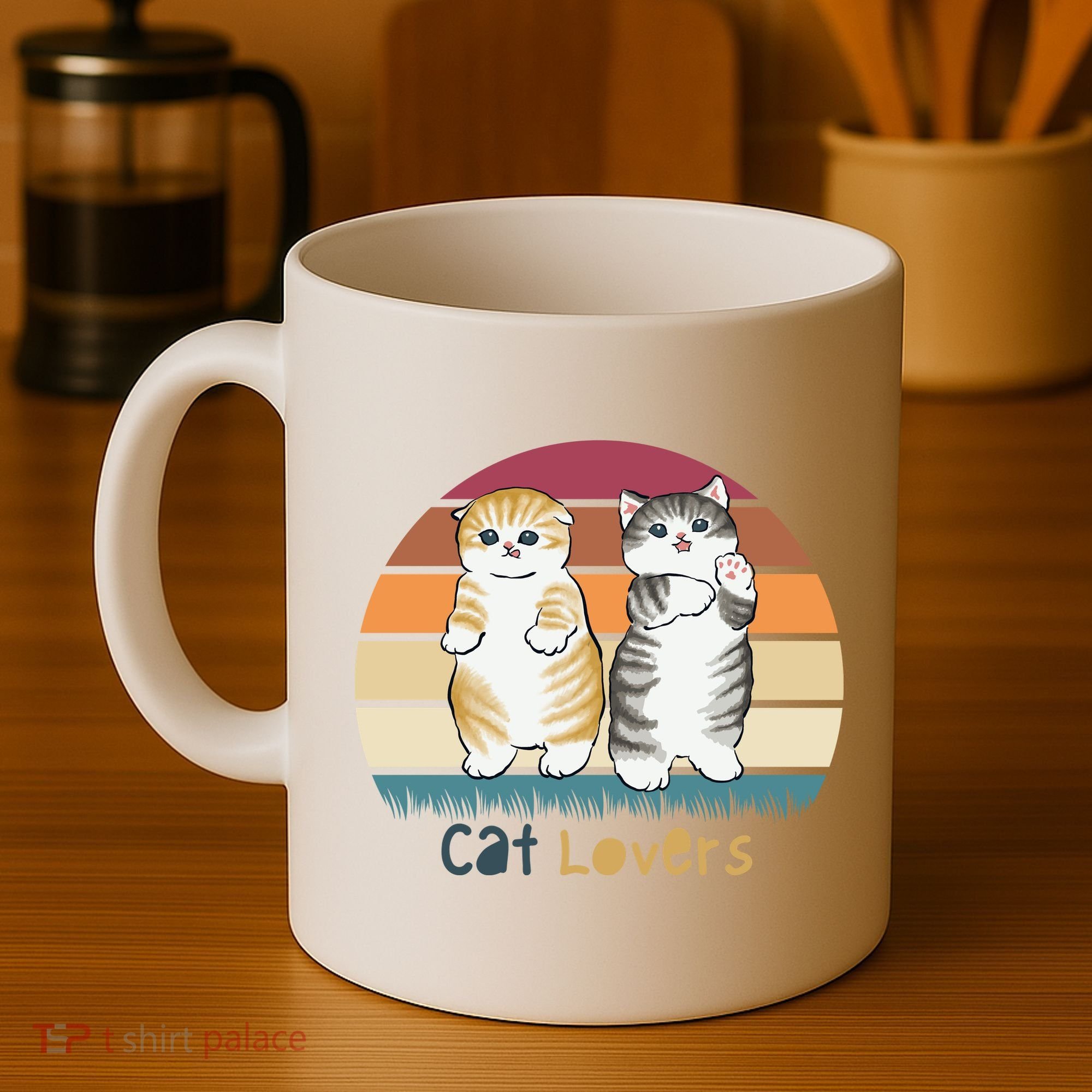 Cat Lovers Cute Retro Sunset Coffee Mug