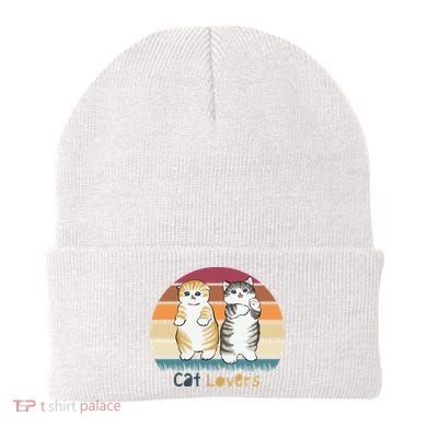 Cat Lovers Cute Retro Sunset Beanie