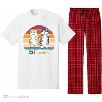 Cat Lovers Cute Retro Sunset Pajama Set thumb 0