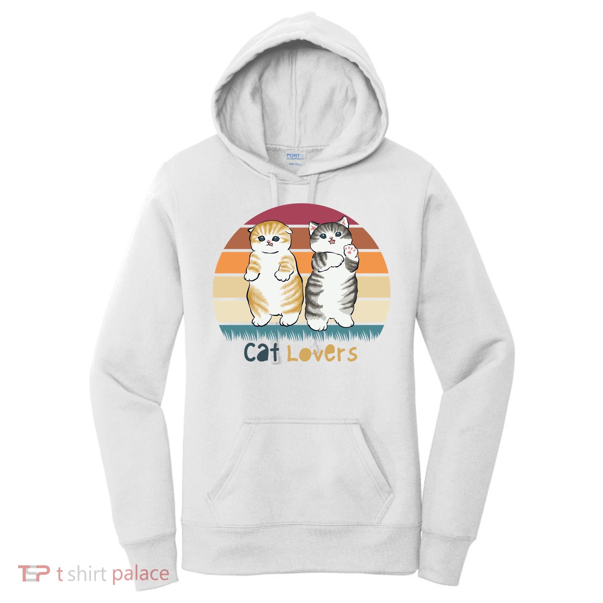 Cat Lovers Cute Retro Sunset Women's Hoodie