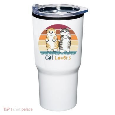 Cat Lovers Cute Retro Sunset Tumbler
