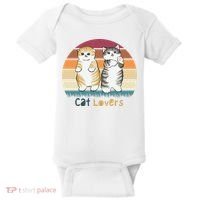 Cat Lovers Cute Retro Sunset Baby Bodysuit thumb 0