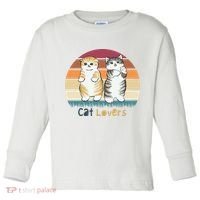 Cat Lovers Cute Retro Sunset Toddler Long Sleeve Shirt thumb 0